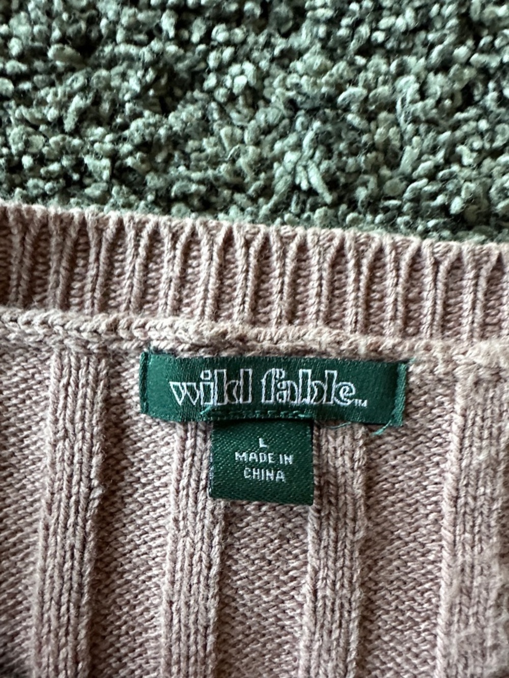 Wild Fable Women’s Cable Knit Button-Front Sweater Cardigan - Dusty Pink Large - Picture 2 of 6